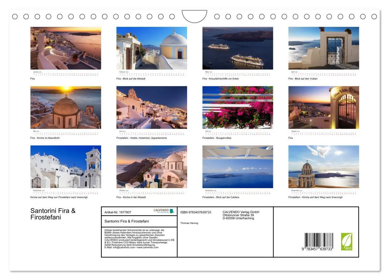Bild: 9783457639733 | Santorini Fira &amp; Firostefani (Wandkalender 2026 DIN A4 quer),...