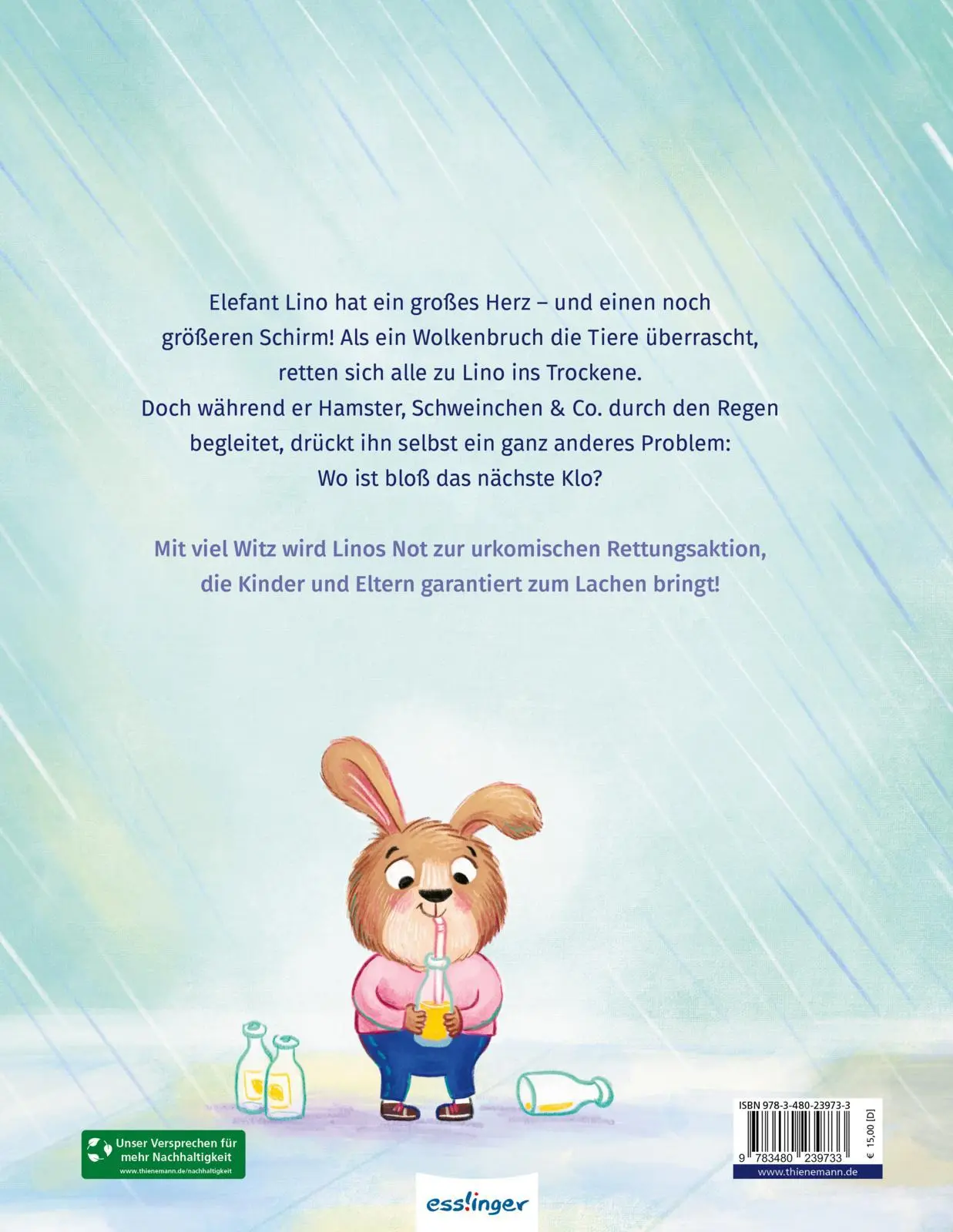 Rückseite: 9783480239733 | Lino muss Pipi (ganz dringend!) | Pina Gertenbach | Buch | 32 S.