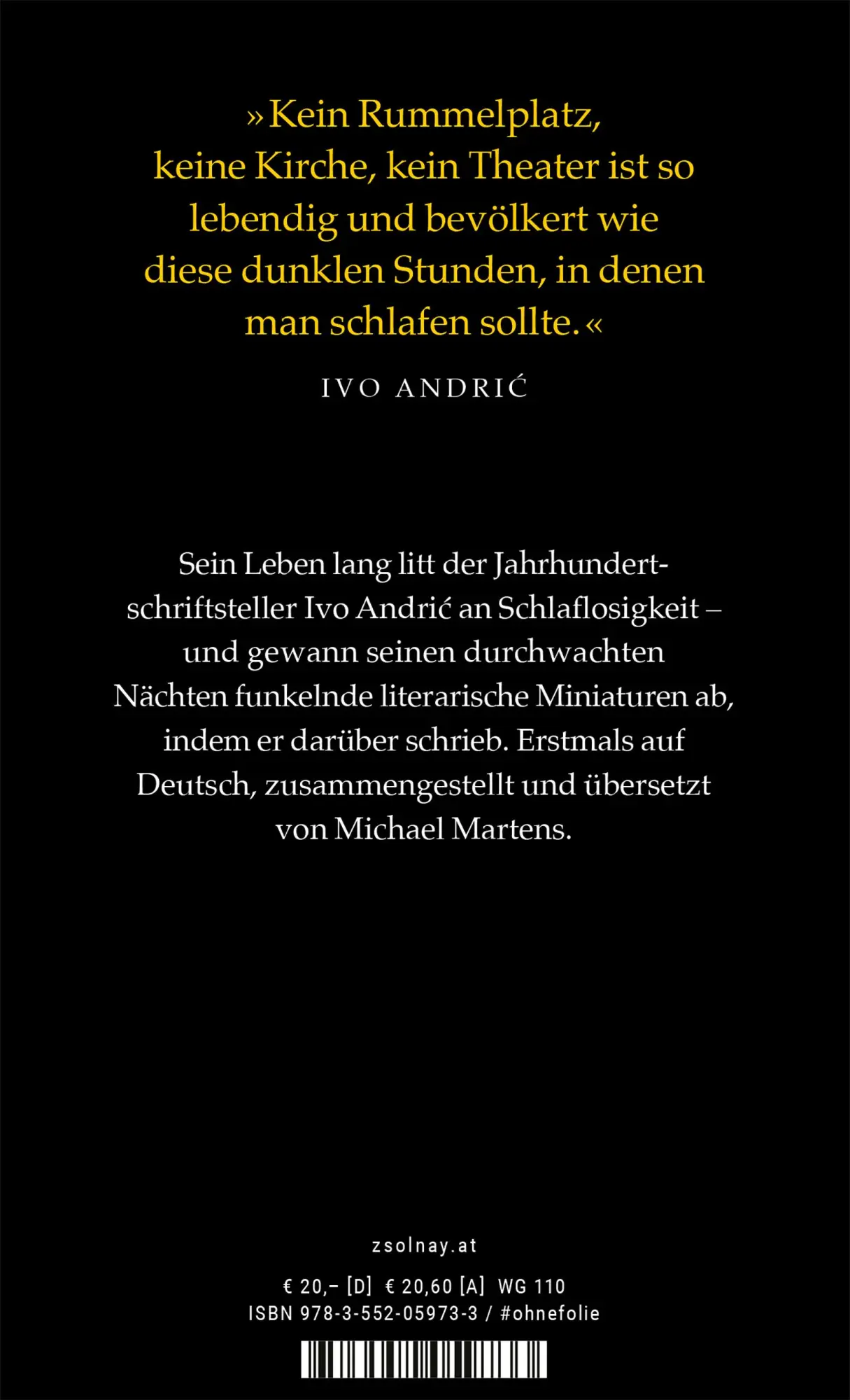 Bild: 9783552059733 | Insomnia | Nachtgedanken | Ivo Andric | Buch | 192 S. | Deutsch | 2020