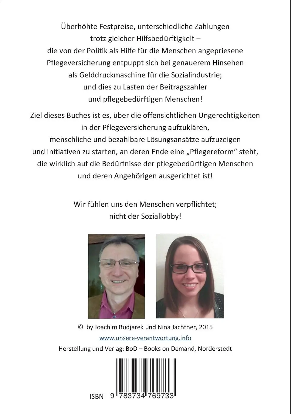 Rückseite: 9783734769733 | Abzocke Pflegeversicherung | Jochen Budjarek (u. a.) | Taschenbuch