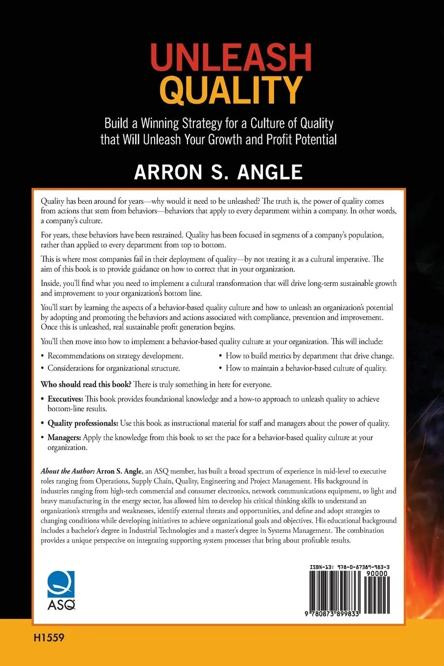 Rückseite: 9780873899833 | Unleash Quality | Arron S. Angle | Taschenbuch | Englisch | 2019