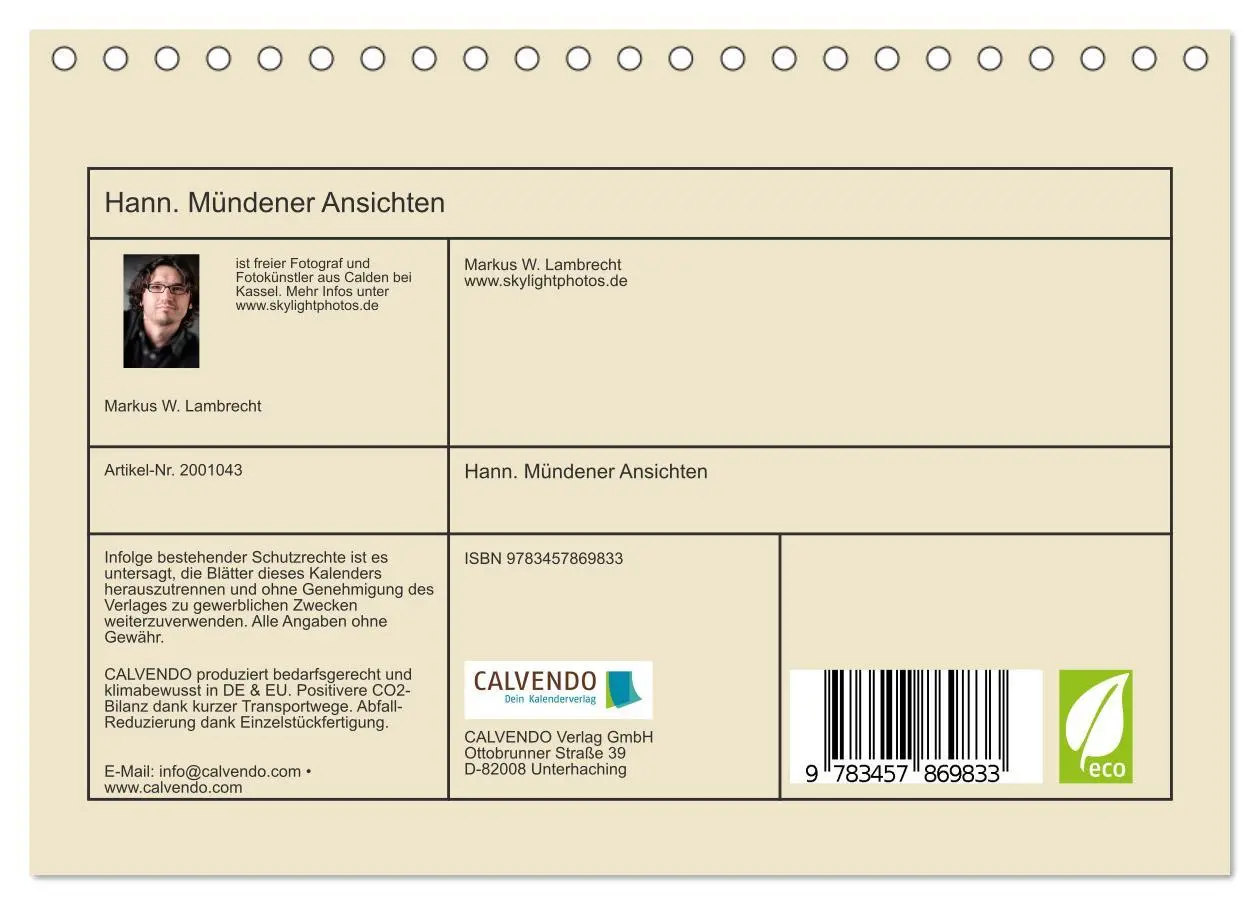 Bild: 9783457869833 | Hann. Mündener Ansichten (Tischkalender 2026 DIN A5 quer), CALVENDO...