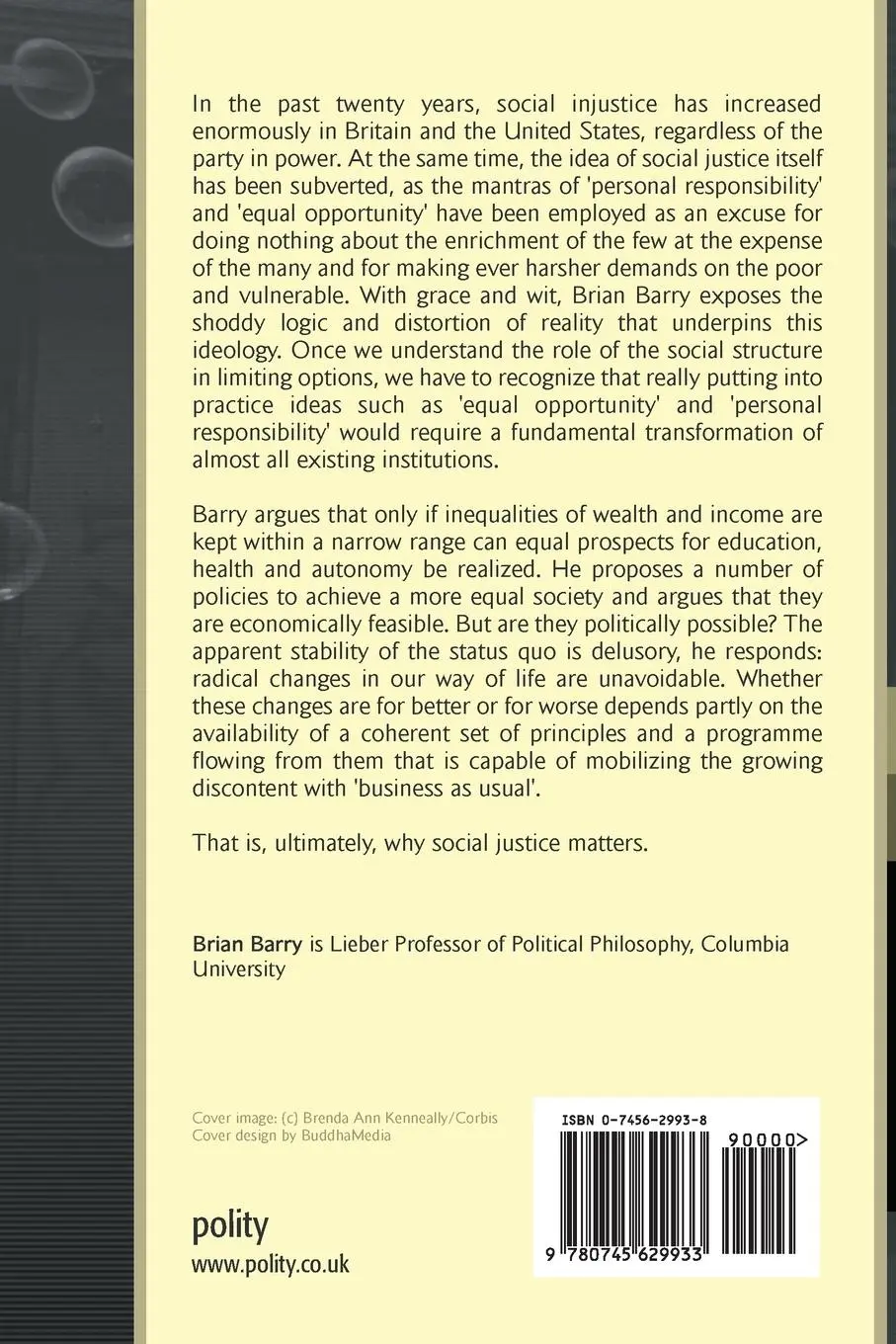 Rückseite: 9780745629933 | Why Social Justice Matters | Brian Barry | Taschenbuch | Englisch