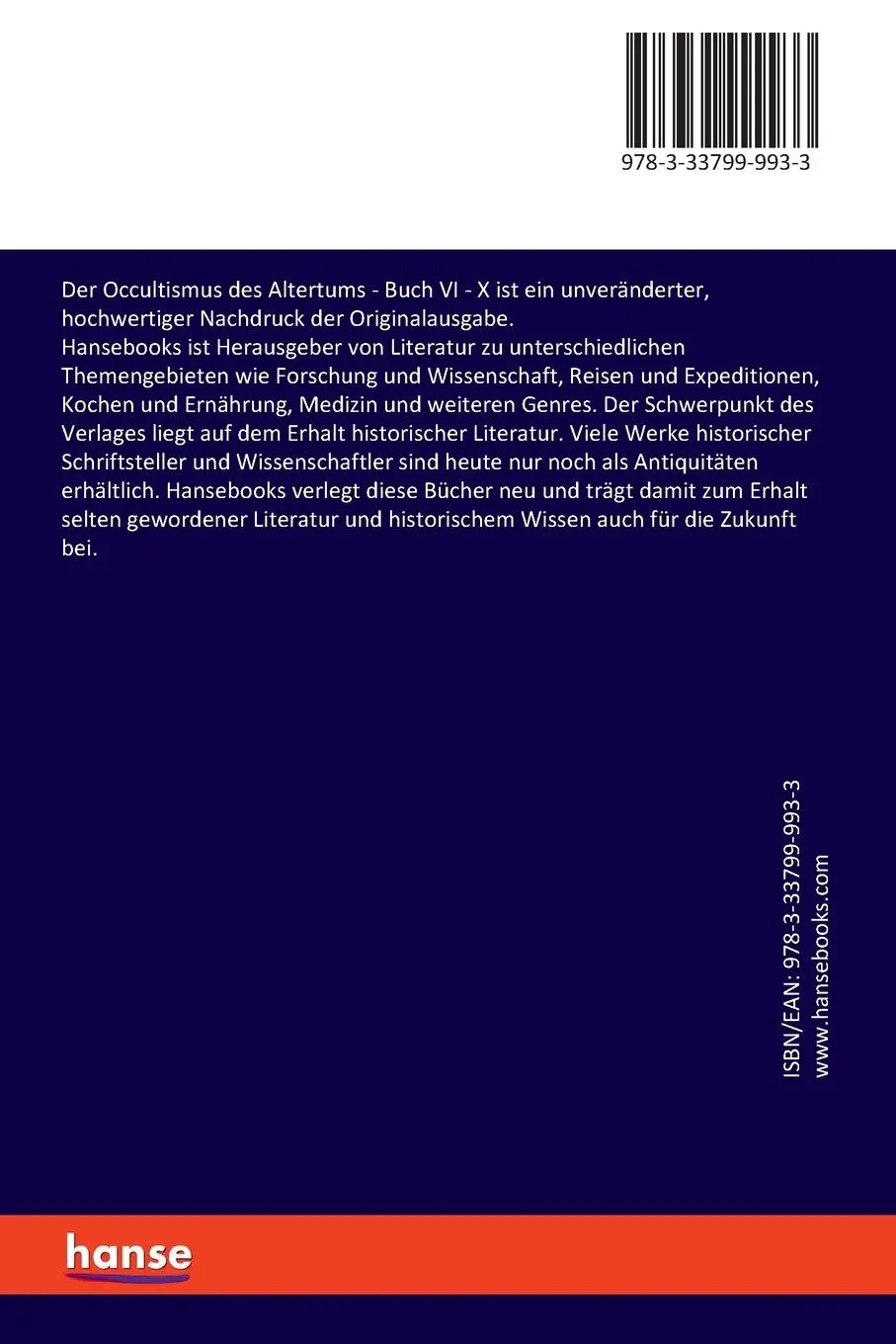 Rückseite: 9783337999933 | Der Occultismus des Altertums | Buch VI - X | Karl Kiesewetter (u. a.)