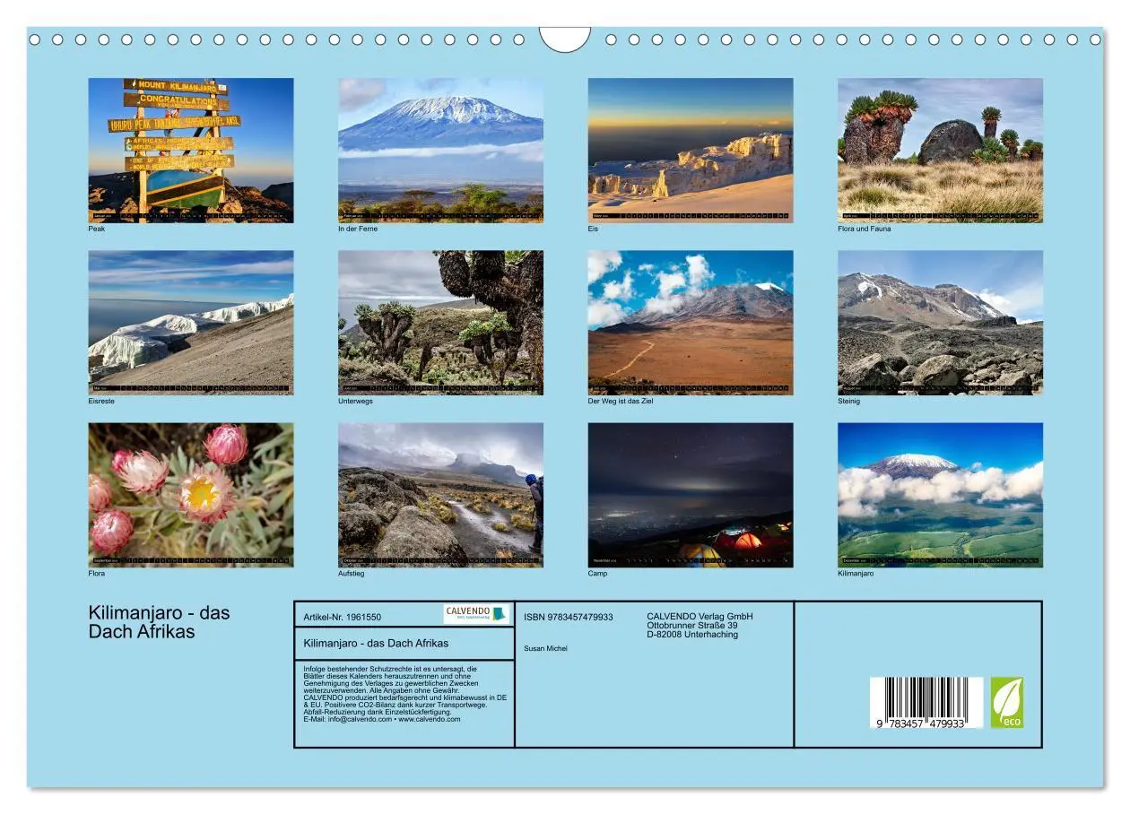 Bild: 9783457479933 | Kilimanjaro - das Dach Afrikas (Wandkalender 2026 DIN A3 quer),...