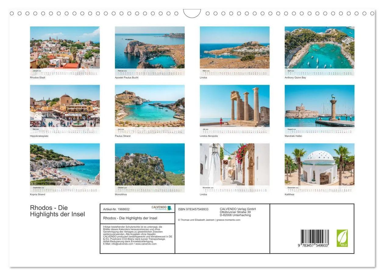 Bild: 9783457549933 | Rhodos - Die Highlights der Insel (Wandkalender 2026 DIN A3 quer),...