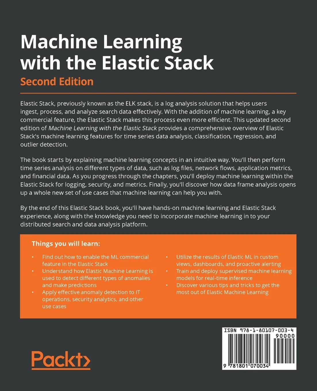 Rückseite: 9781801070034 | Machine Learning with the Elastic Stack - Second Edition | Taschenbuch