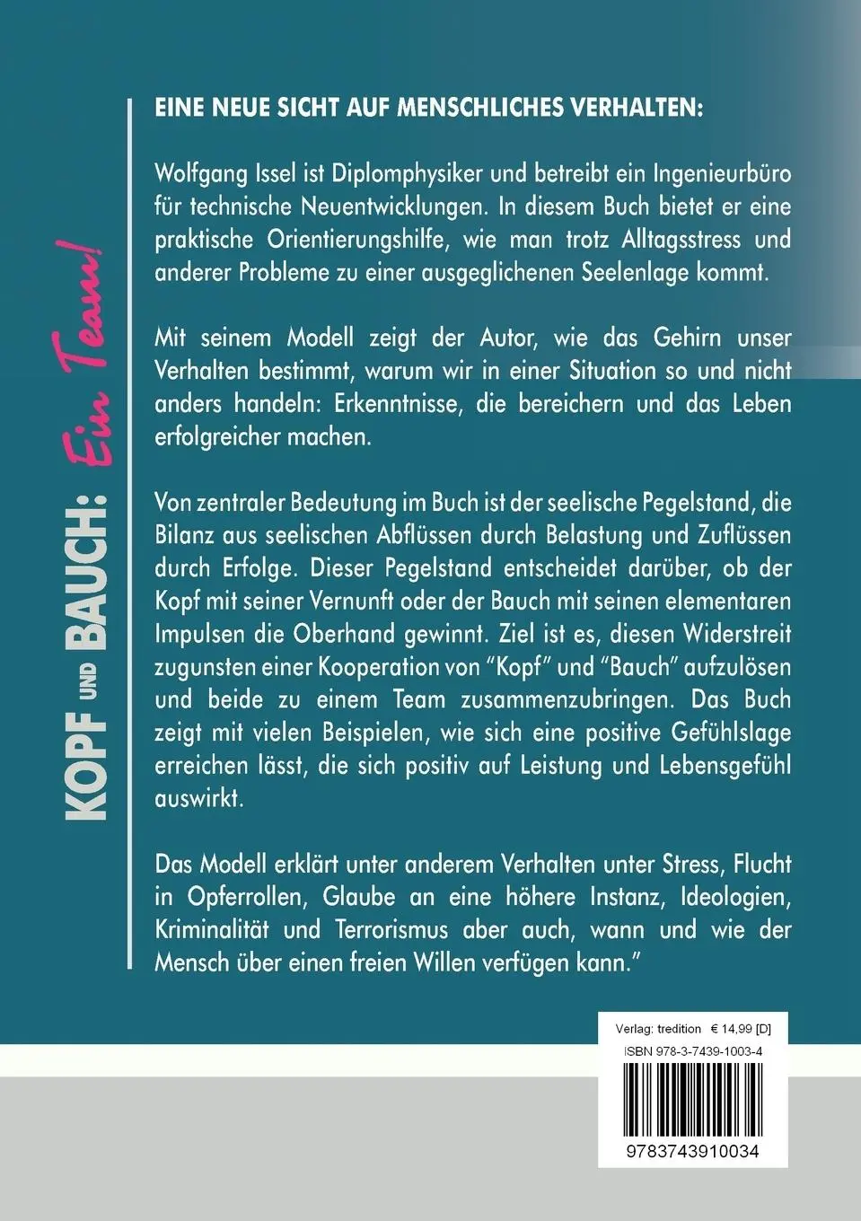 Rückseite: 9783743910034 | Kopf und Bauch: Ein Team! | Erfolg und Lebensfreude | Wolfgang Issel