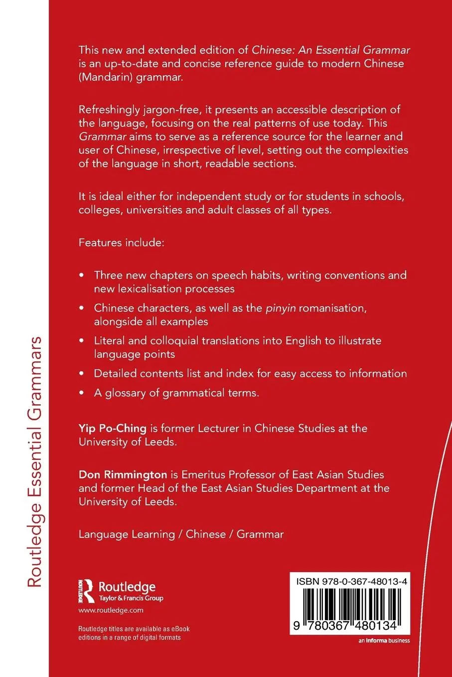 Rückseite: 9780367480134 | Chinese | An Essential Grammar | Yip Po-Ching (u. a.) | Taschenbuch