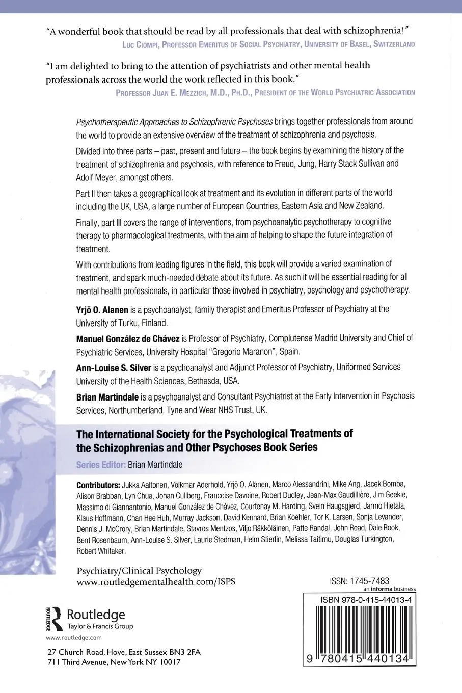 Rückseite: 9780415440134 | Psychotherapeutic Approaches to Schizophrenic Psychoses | Taschenbuch
