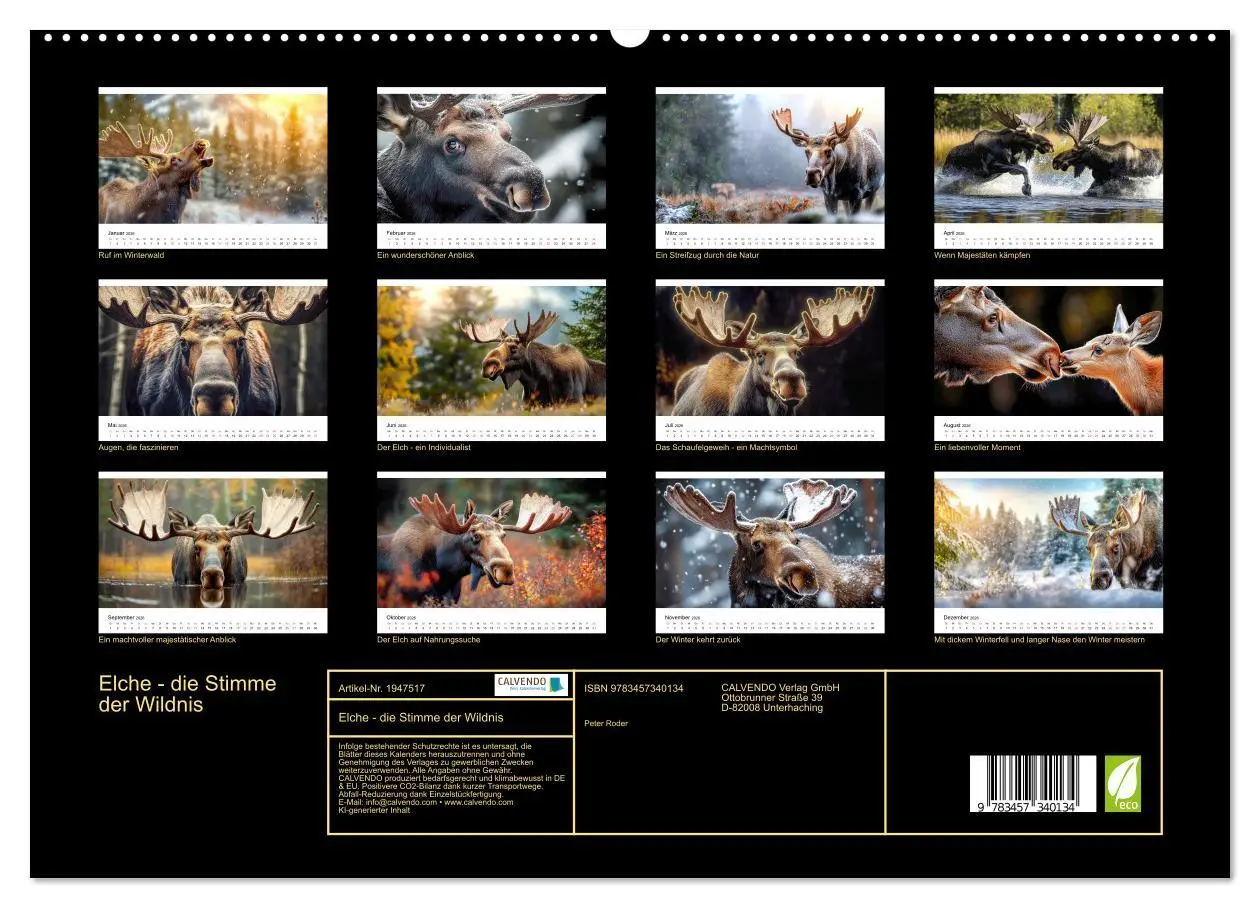 Bild: 9783457340134 | Elche - die Stimme der Wildnis (hochwertiger Premium Wandkalender...
