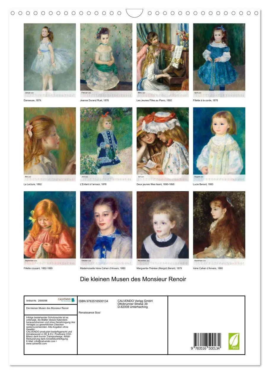 Bild: 9783516500134 | Die kleinen Musen des Monsieur Renoir (Wandkalender 2026 DIN A3...