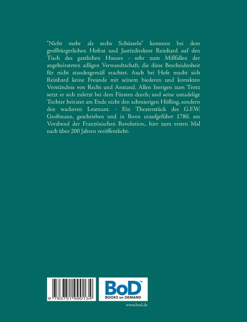Rückseite: 9783751990134 | Nicht mehr als sechs Schüsseln! | von G.F.W. Großmann | Flörken | Buch