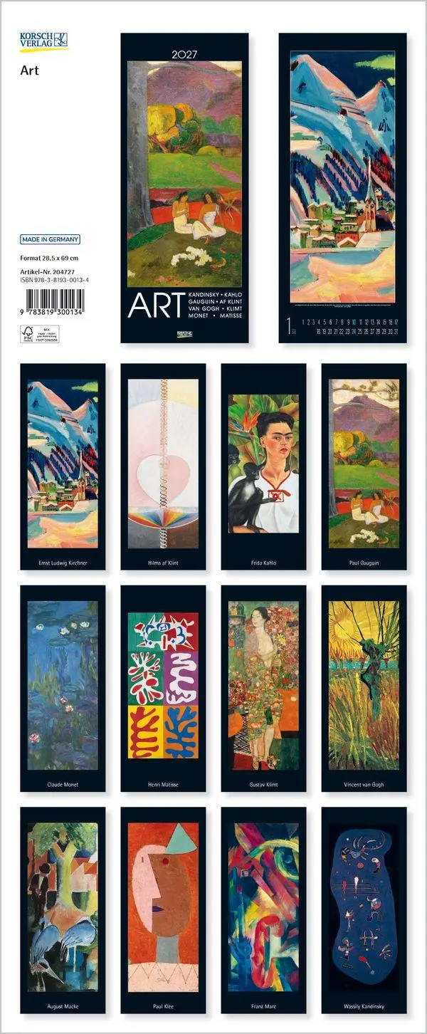 Bild: 9783819300134 | Art 2027 | Verlag Korsch | Kalender | Spiralbindung | 14 S. | Deutsch