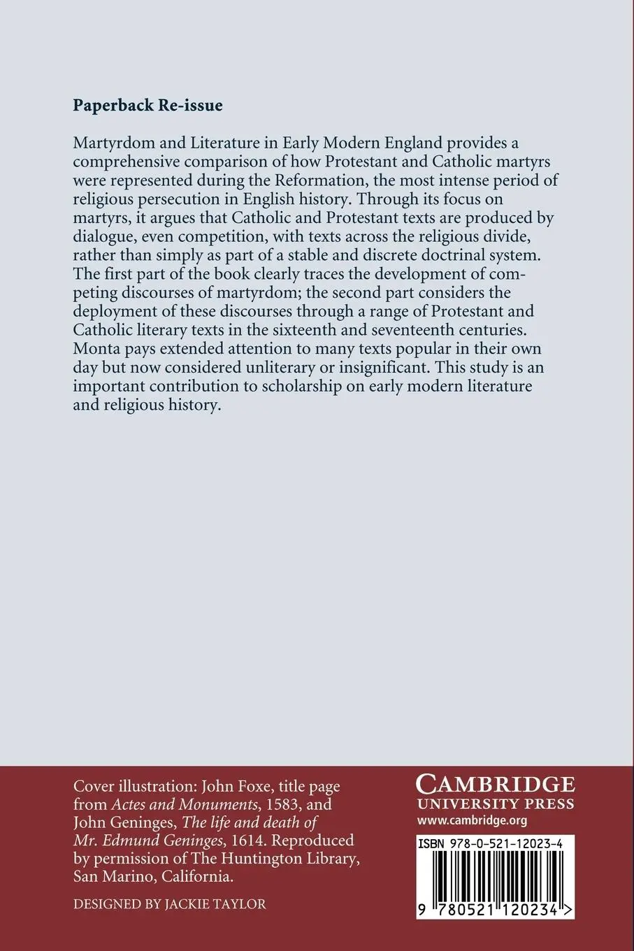 Rückseite: 9780521120234 | Martyrdom and Literature in Early Modern England | Monta | Taschenbuch