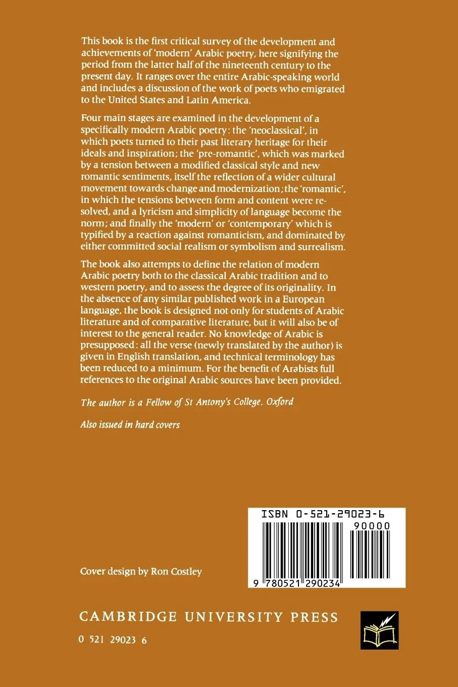 Rückseite: 9780521290234 | A Critical Introduction to Modern Arabic Poetry | Badawi | Taschenbuch