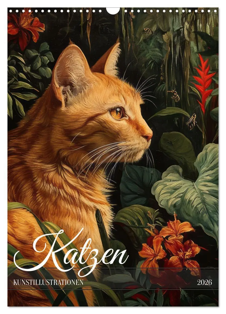 Cover: 9783516280234 | Katzen Kunstillustrationen (Wandkalender 2026 DIN A3 hoch),...