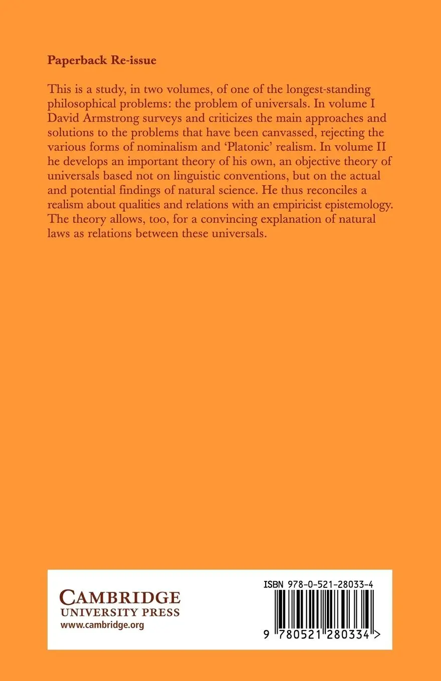 Rückseite: 9780521280334 | Nominalism and Realism | Volume 1: Universals and Scientific Realism