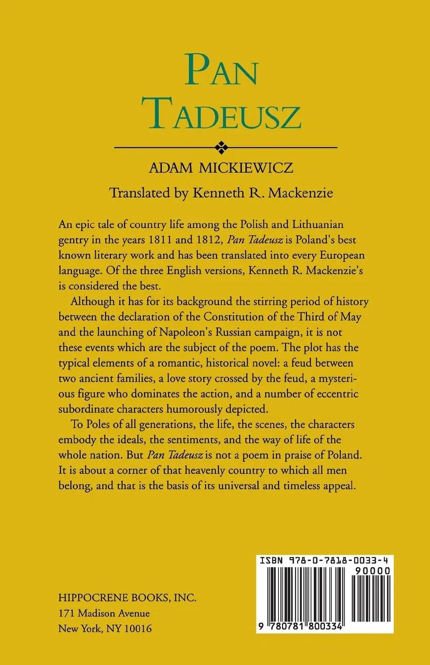 Rückseite: 9780781800334 | Pan Tadeusz (Revised) | With Text in Polish and English Side by Side