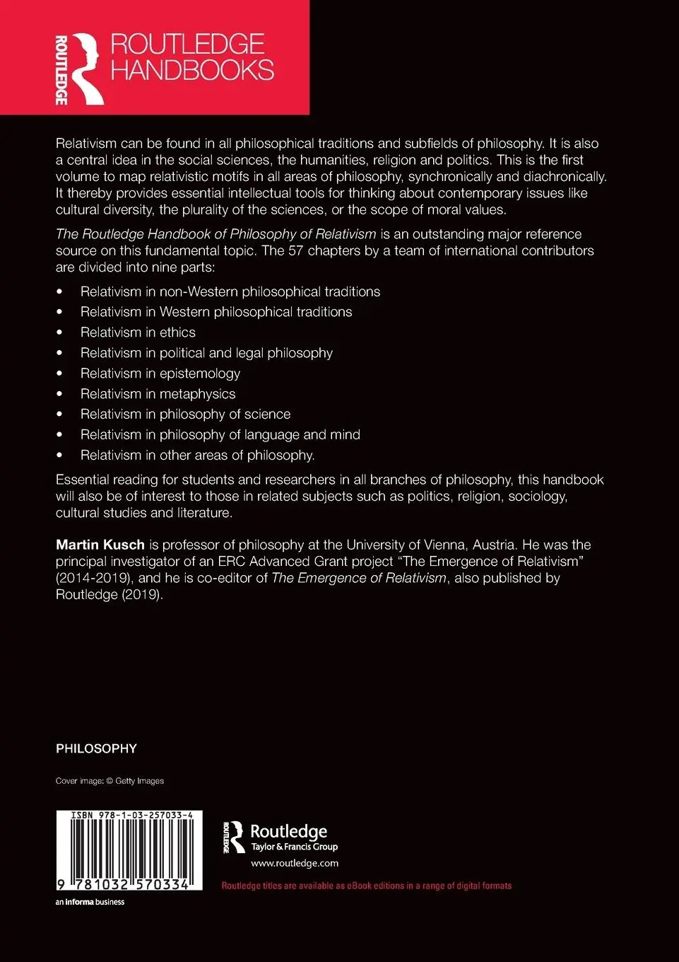 Rückseite: 9781032570334 | The Routledge Handbook of Philosophy of Relativism | Martin Kusch