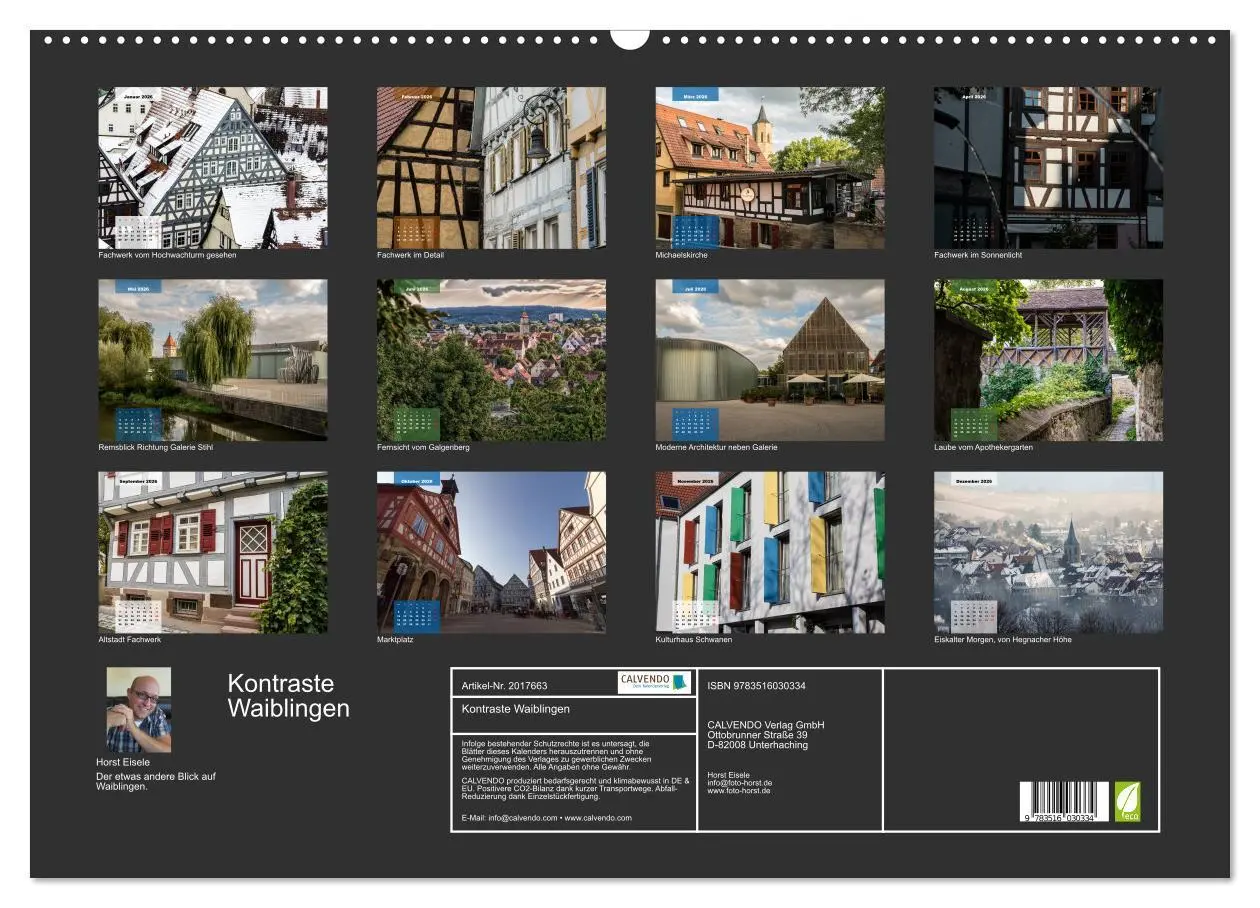 Bild: 9783516030334 | Kontraste Waiblingen (Wandkalender 2026 DIN A2 quer), CALVENDO...