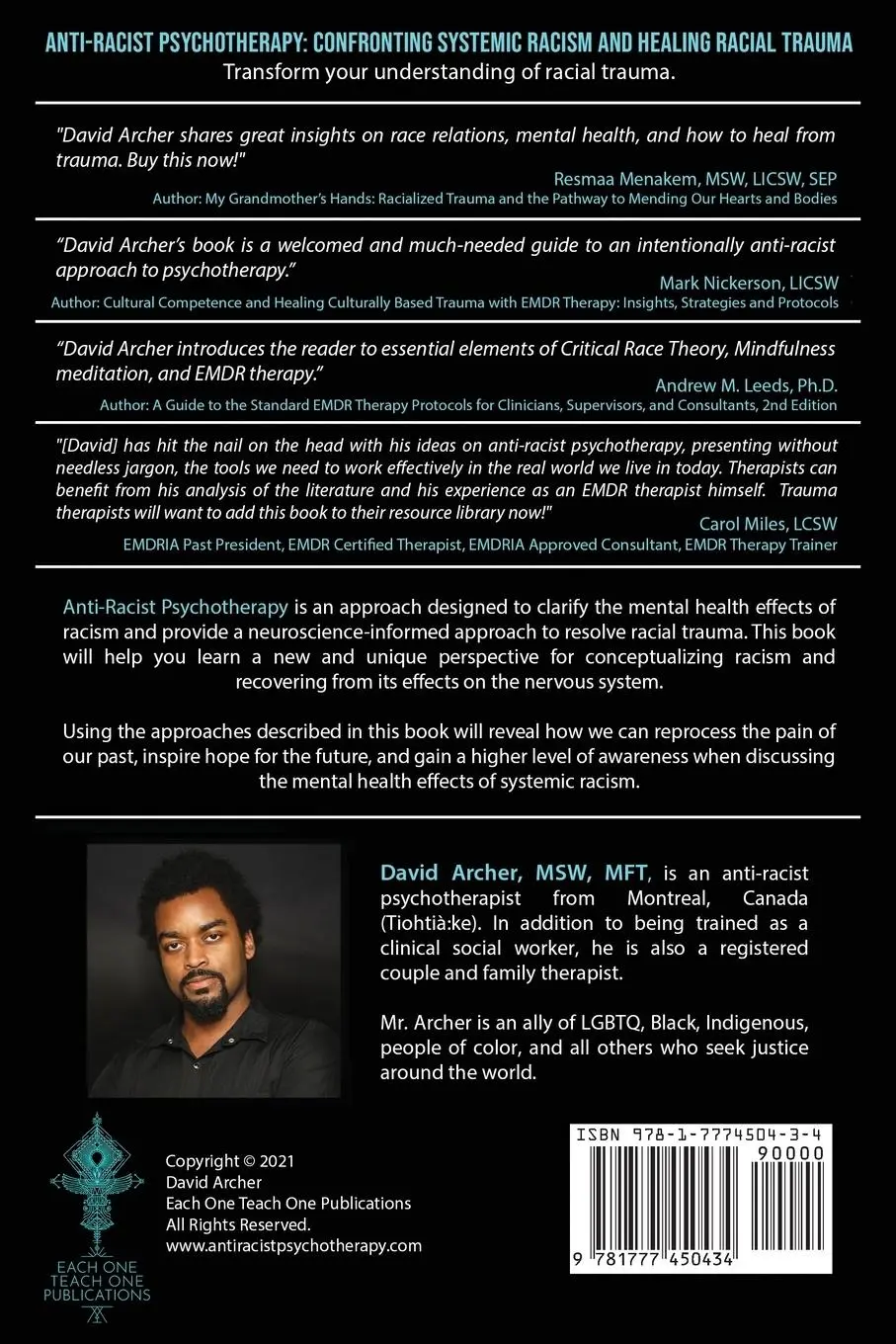 Rückseite: 9781777450434 | Anti-Racist Psychotherapy | David Archer | Taschenbuch | Englisch