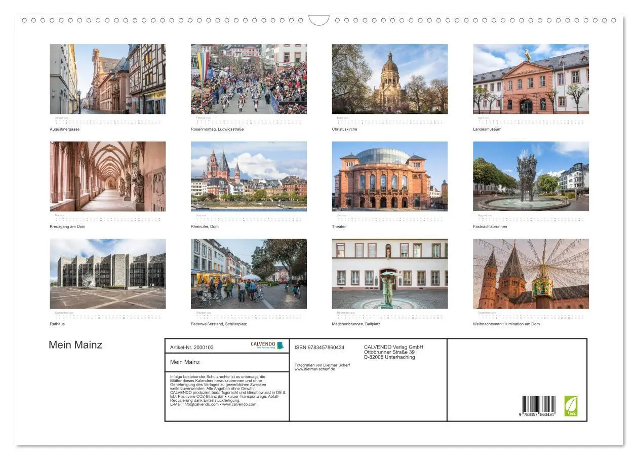 Bild: 9783457860434 | Mein Mainz (Wandkalender 2026 DIN A2 quer), CALVENDO Monatskalender