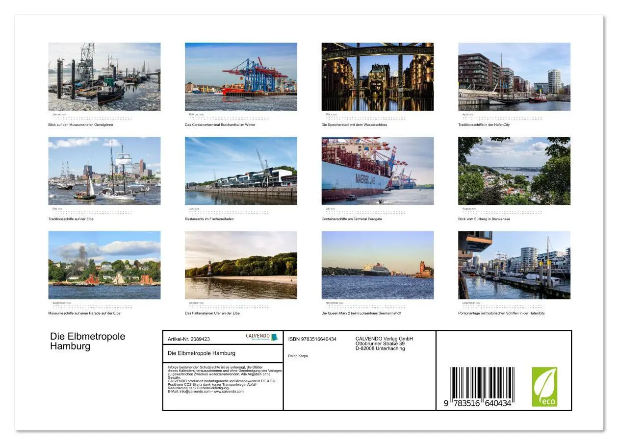 Bild: 9783516640434 | Die Elbmetropole Hamburg (Wandkalender 2026 DIN A4 quer), CALVENDO...