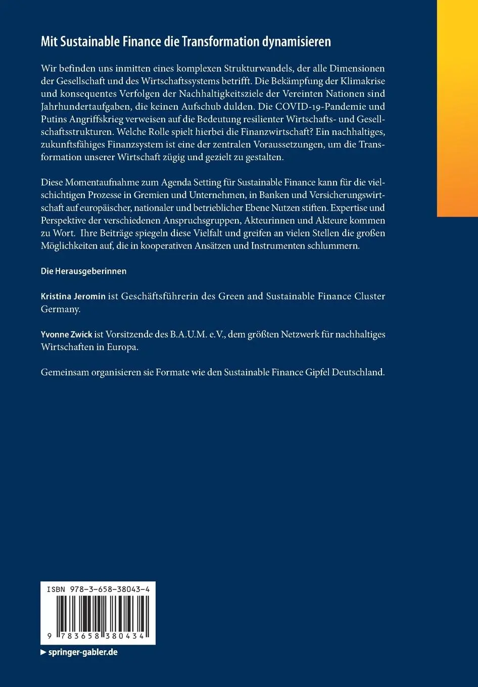 Rückseite: 9783658380434 | Mit Sustainable Finance die Transformation dynamisieren | Taschenbuch