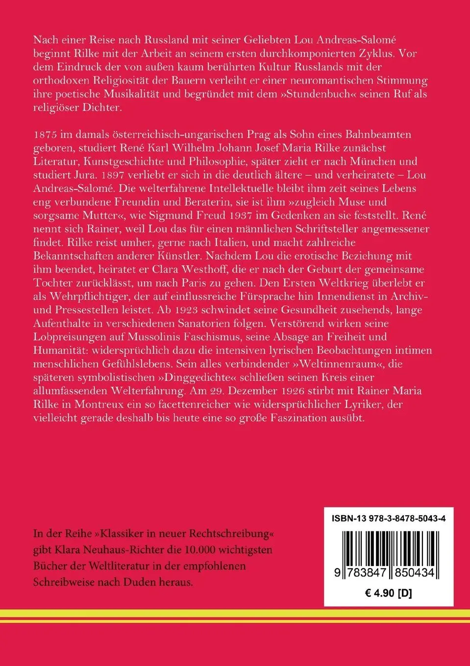 Rückseite: 9783847850434 | Das Stundenbuch | Rainer Maria Rilke | Taschenbuch | 104 S. | Deutsch