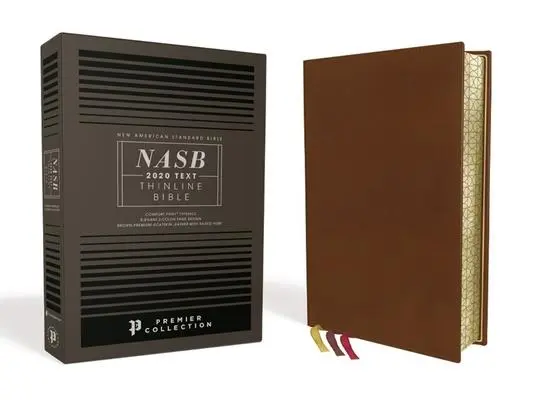 Cover: 9780310460534 | Nasb, Thinline Bible, Premium Goatskin Leather, Brown, Premier...