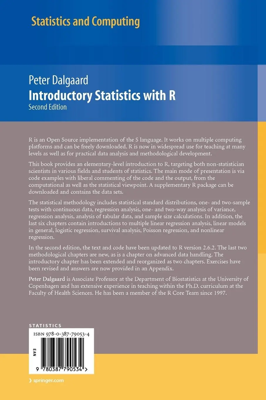 Rückseite: 9780387790534 | Introductory Statistics with R | Peter Dalgaard | Taschenbuch | xvi