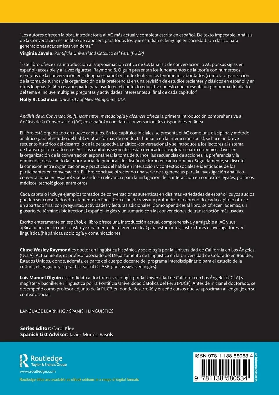 Rückseite: 9781138580534 | Análisis de la Conversación | fundamentos, metodología y alcances
