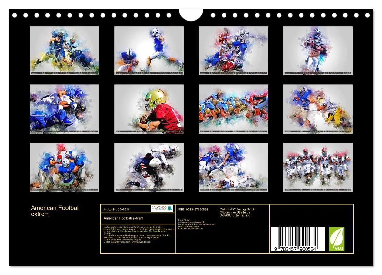 Bild: 9783457920534 | American Football extrem (Wandkalender 2026 DIN A4 quer), CALVENDO...