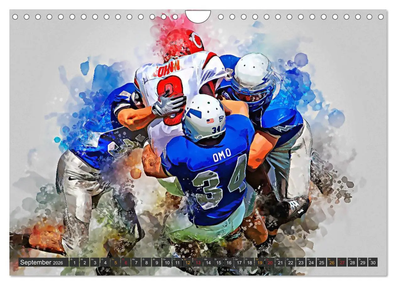 Bild: 9783457920534 | American Football extrem (Wandkalender 2026 DIN A4 quer), CALVENDO...