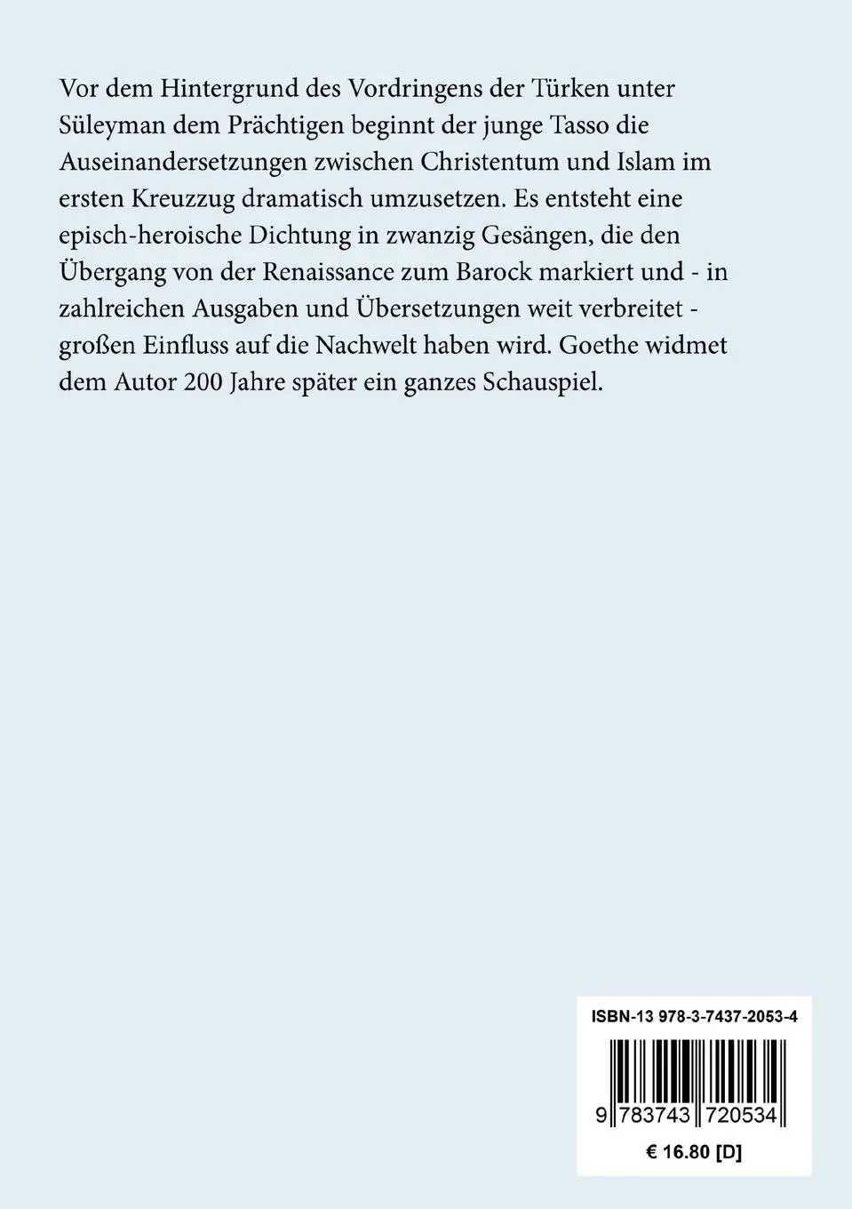 Rückseite: 9783743720534 | Das befreite Jerusalem | Torquato Tasso | Taschenbuch | 564 S. | 2017