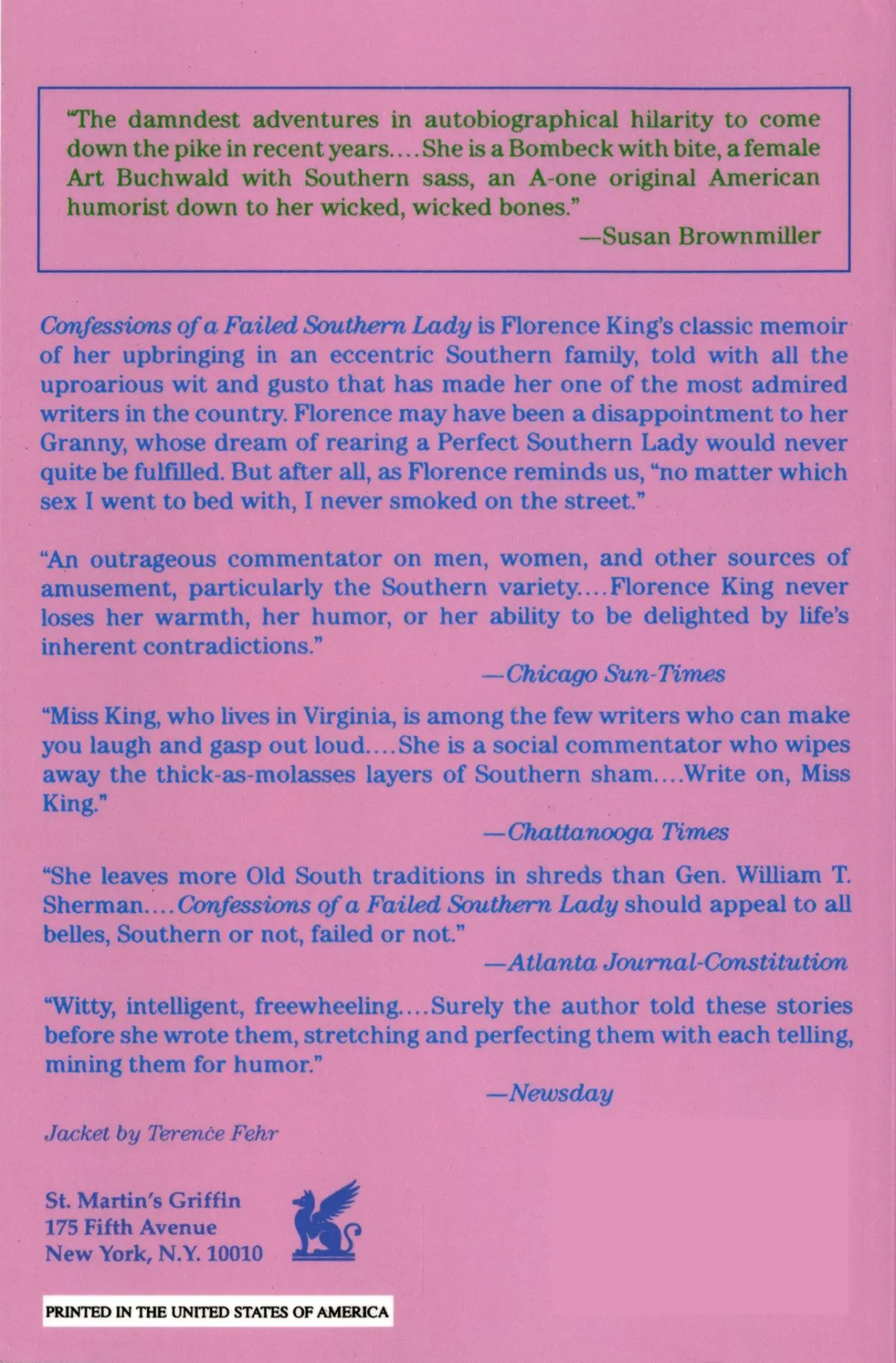 Rückseite: 9780312050634 | Confessions of a Failed Southern Lady | Florence King (u. a.) | Buch