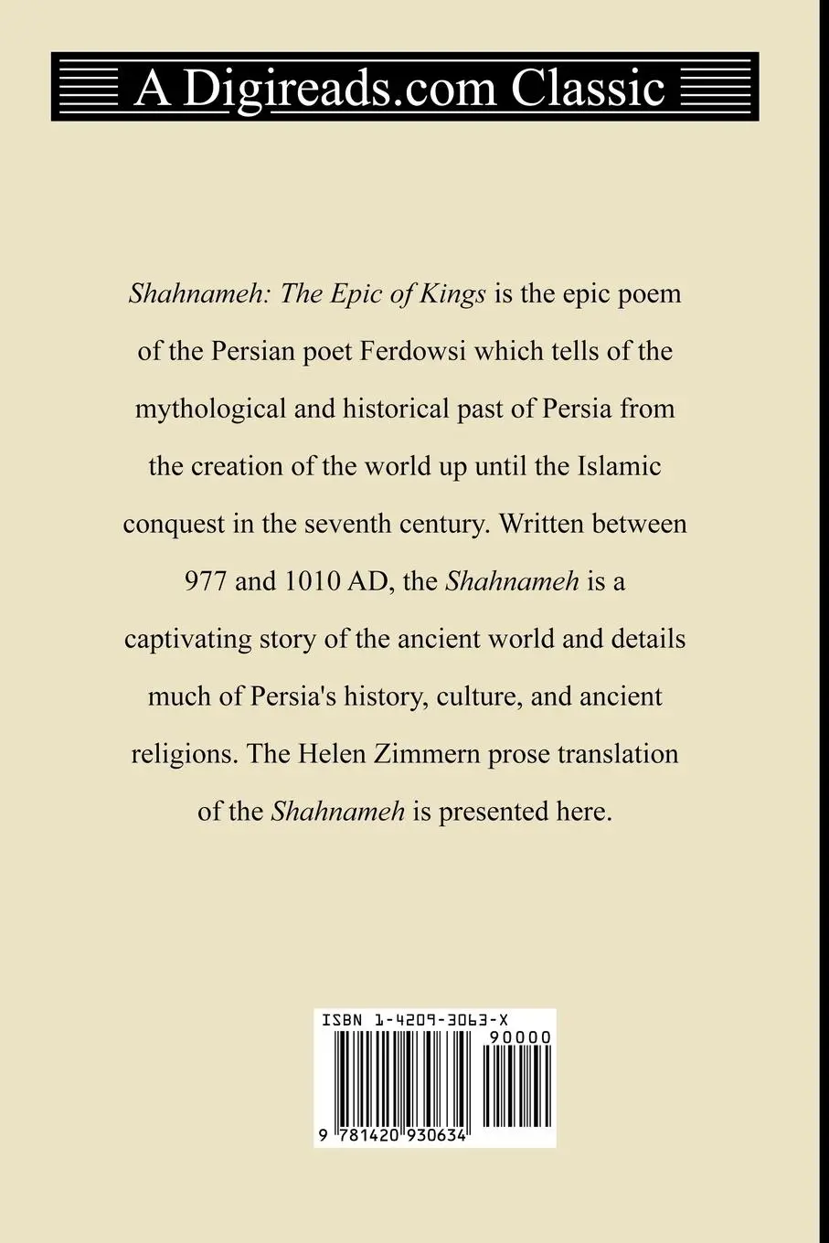Rückseite: 9781420930634 | Shahnameh | The Epic of Kings | Abolqasem Ferdowsi | Taschenbuch
