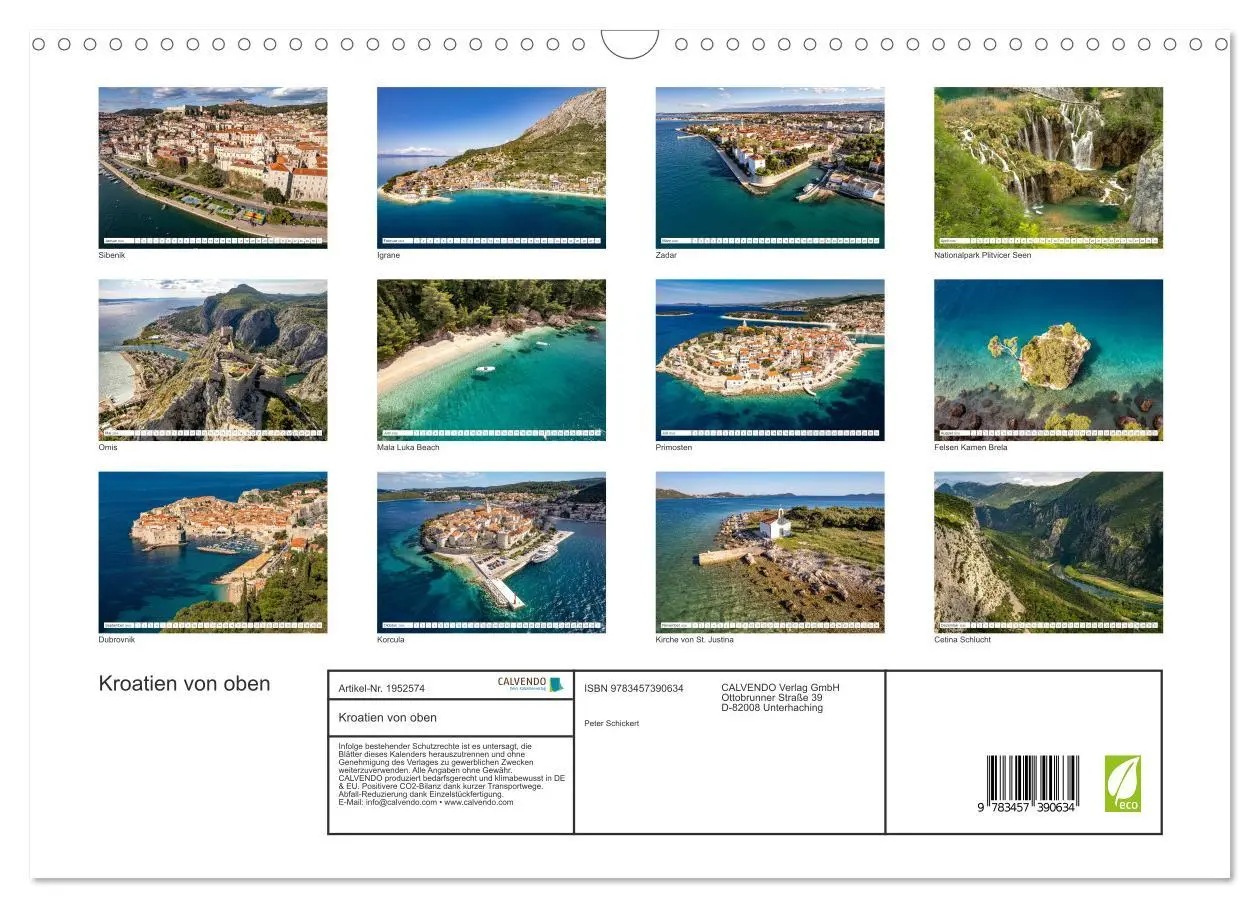 Bild: 9783457390634 | Kroatien von oben (Wandkalender 2026 DIN A3 quer), CALVENDO...