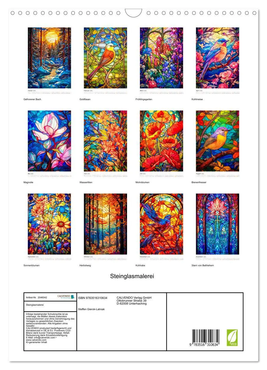 Bild: 9783516310634 | Steinglasmalerei (Wandkalender 2026 DIN A3 hoch), CALVENDO...