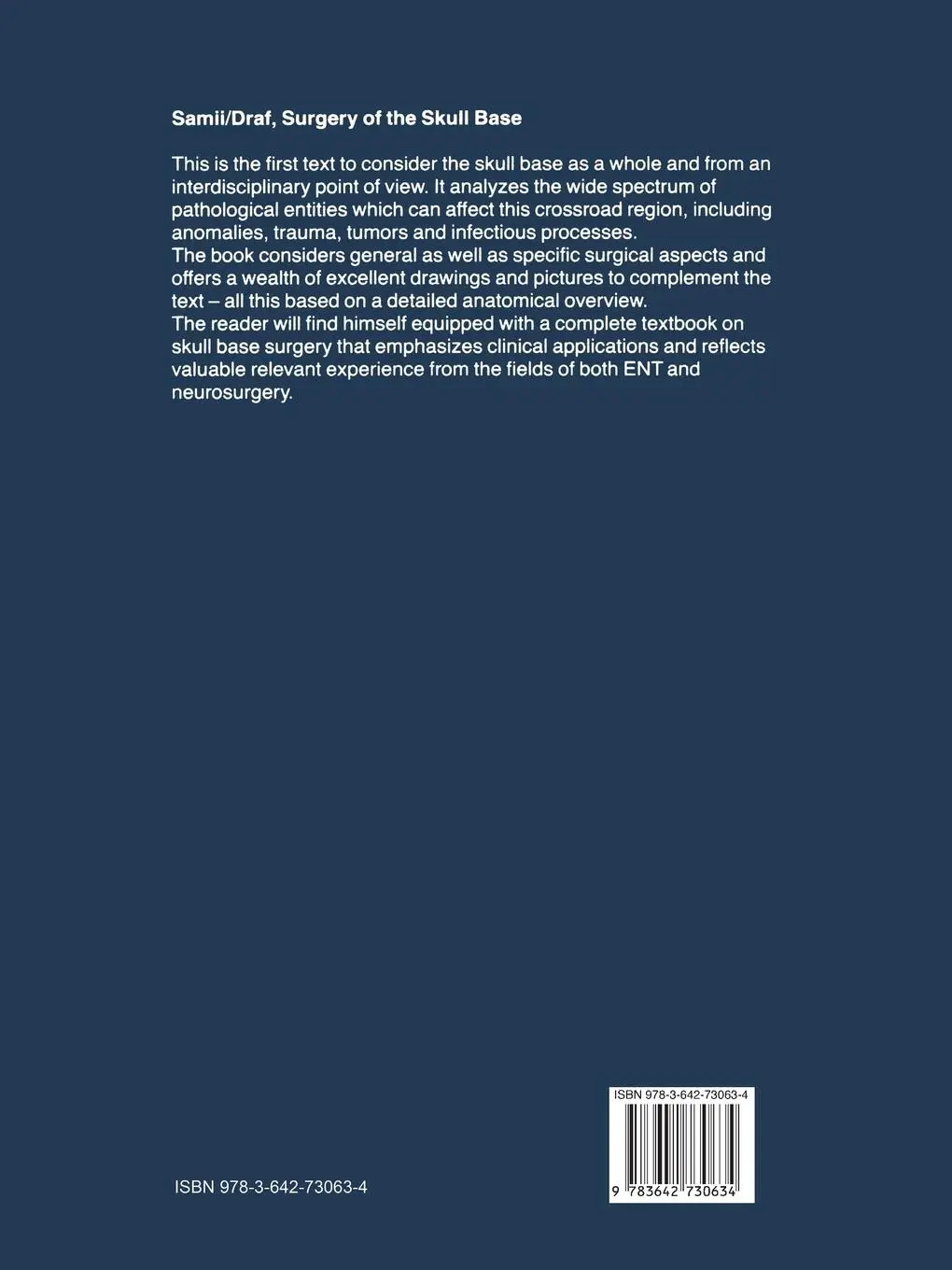 Rückseite: 9783642730634 | Surgery of the Skull Base | An Interdisciplinary Approach | Buch | xiv