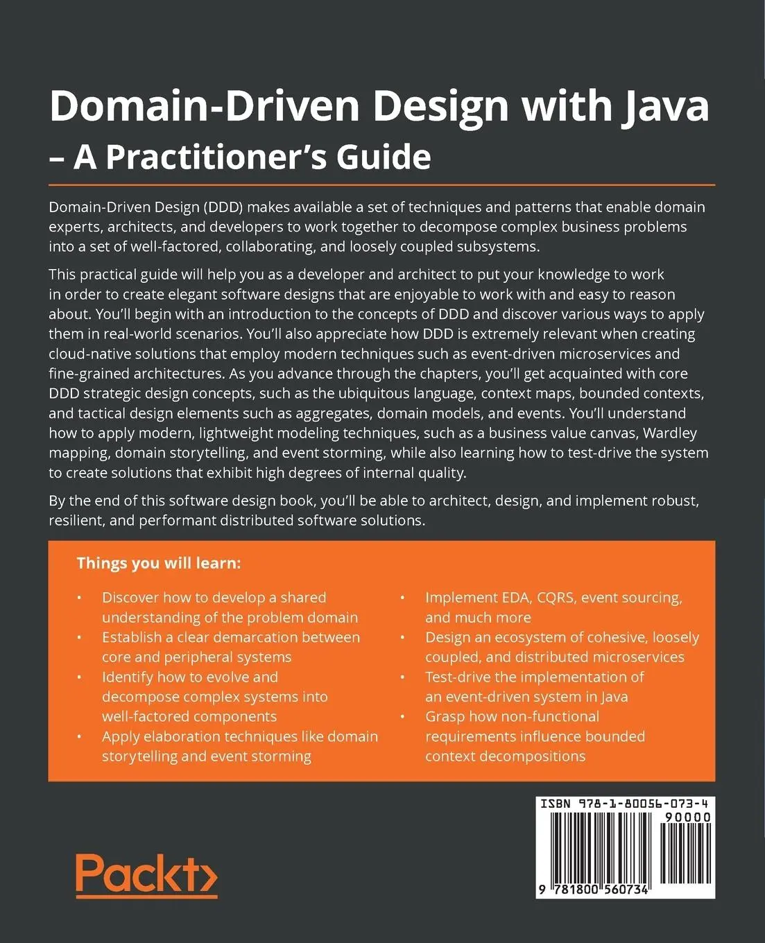Rückseite: 9781800560734 | Domain-Driven Design with Java - A Practitioner's Guide | Taschenbuch