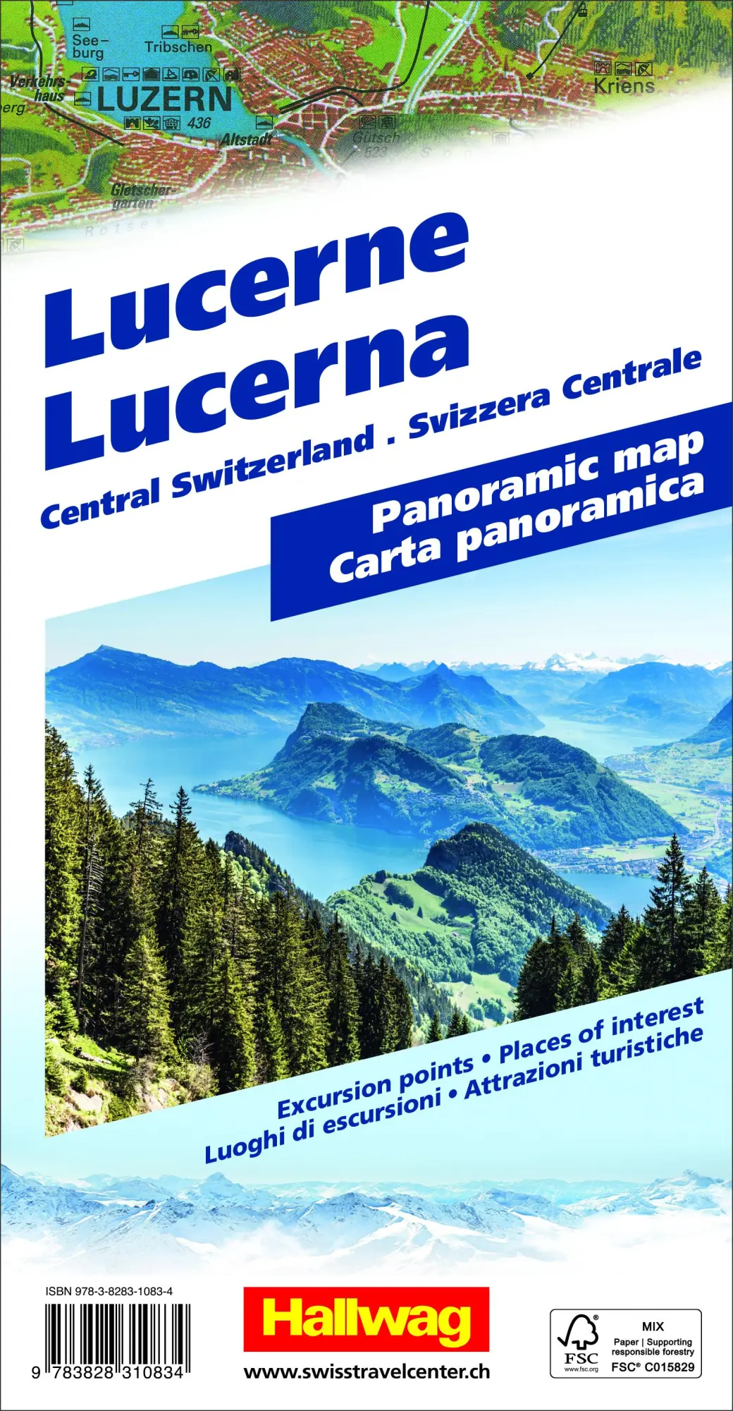 Rückseite: 9783828310834 | Hallwag Panoramakarte Luzern | Hallwag Kümmerly+Frey AG | (Land-)Karte