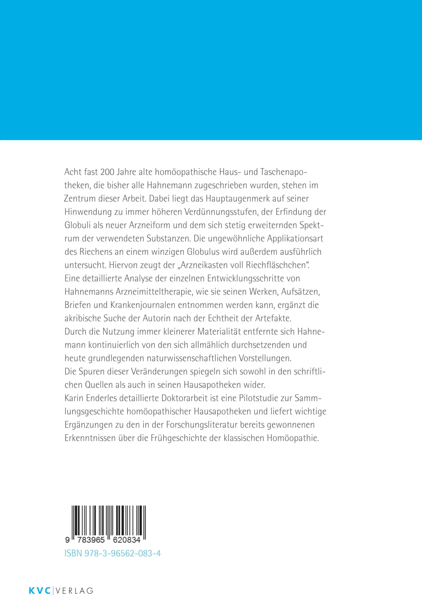 Rückseite: 9783965620834 | Hahnemanns Hausapotheken | Karin Enderle | Taschenbuch | XII | Deutsch