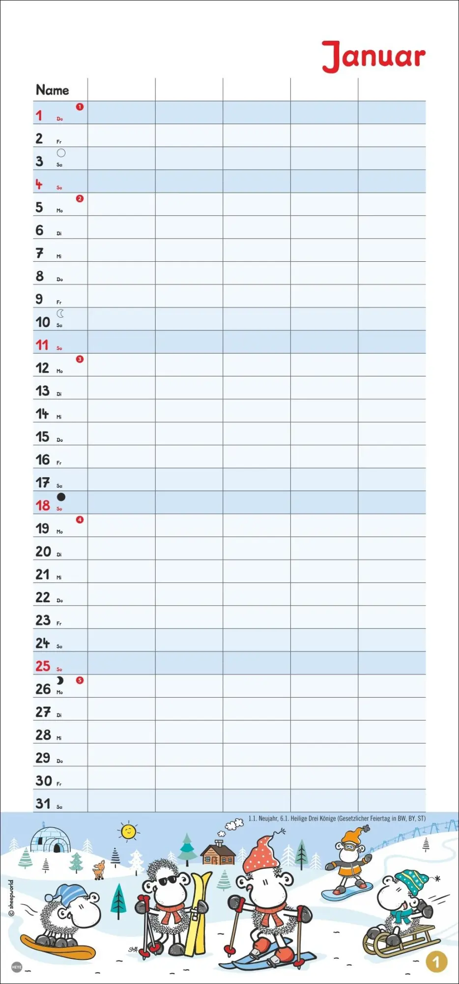 Bild: 9783756410934 | sheepworld Familienplaner 2026 | Heye | Kalender | Spiralbindung