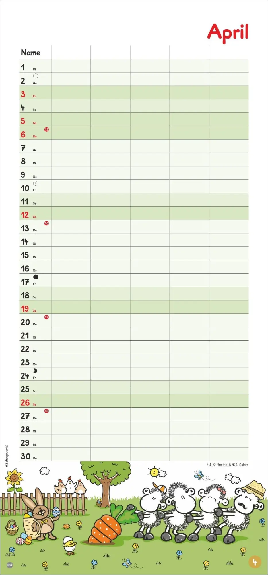 Bild: 9783756410934 | sheepworld Familienplaner 2026 | Heye | Kalender | Spiralbindung