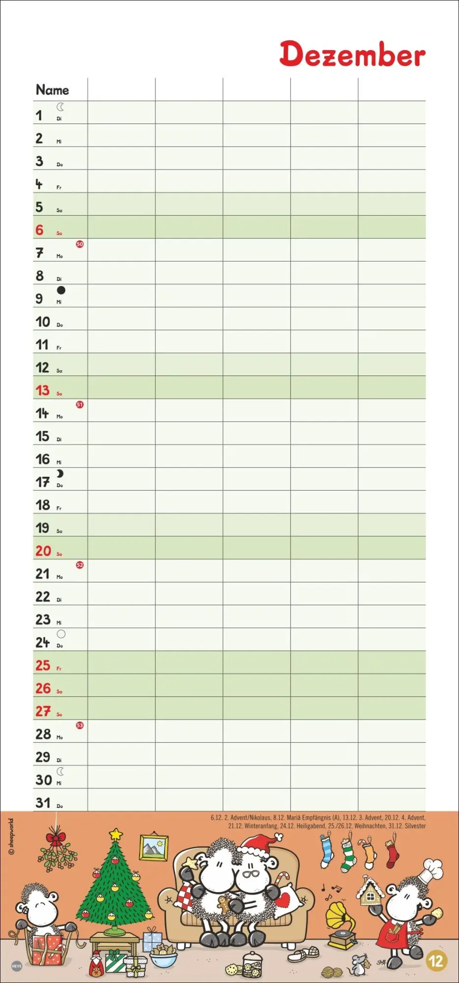 Bild: 9783756410934 | sheepworld Familienplaner 2026 | Heye | Kalender | Spiralbindung