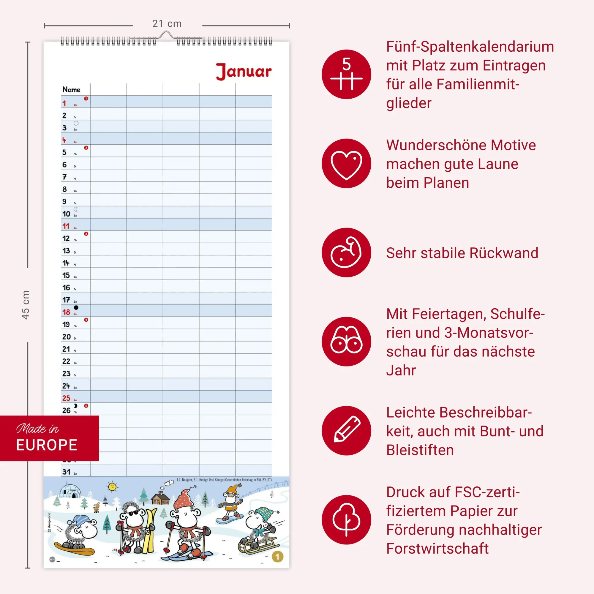 Bild: 9783756410934 | sheepworld Familienplaner 2026 | Heye | Kalender | Spiralbindung