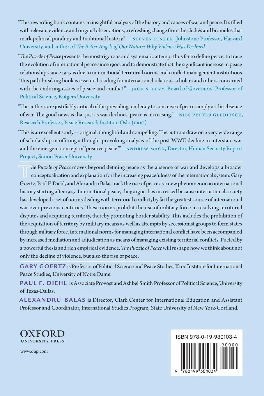 Rückseite: 9780199301034 | Puzzle of Peace | The Evolution of Peace in the International System