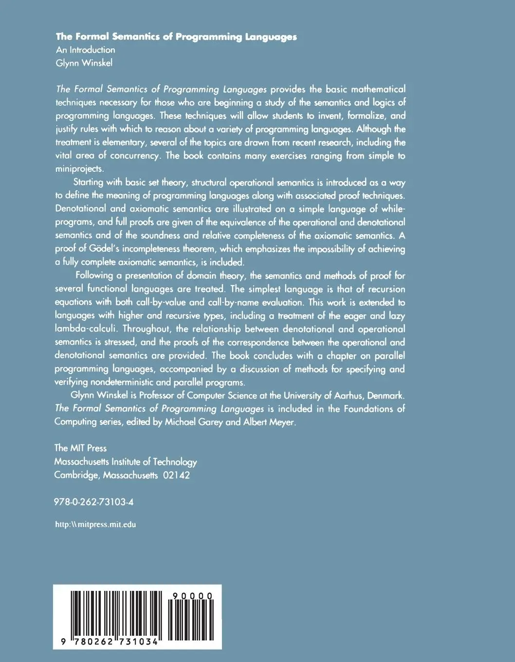 Rückseite: 9780262731034 | The Formal Semantics of Programming Languages | An Introduction | Buch